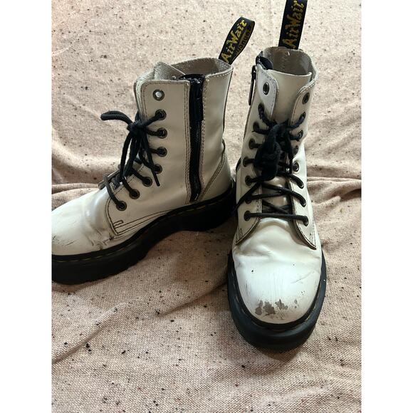 Dr Doc Martens Jadon 5 Women's White Platform Combat Boots Punk Goth Y2K Grunge - Picture 2 of 8
